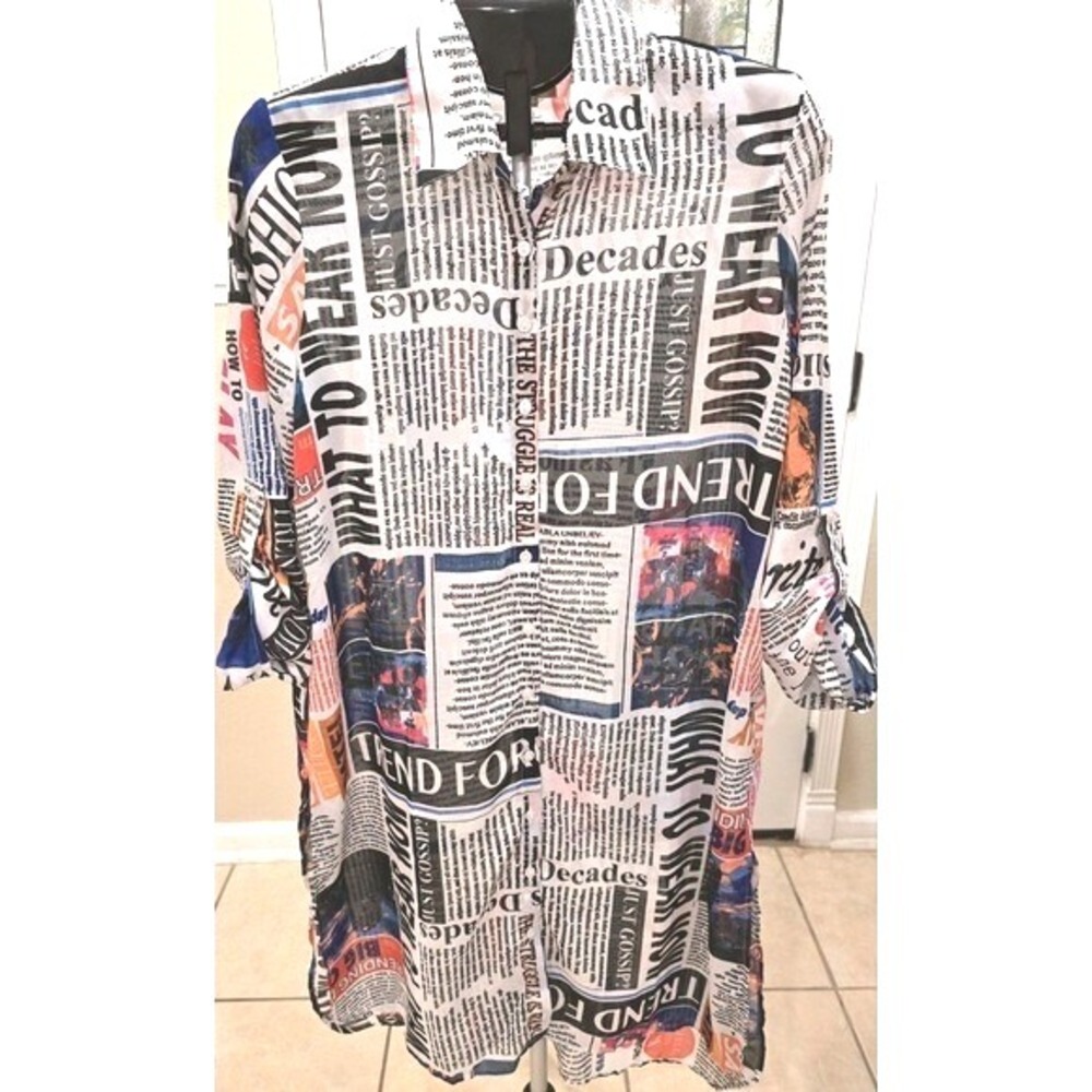 Trendy Newspaper Print Women's Shirt